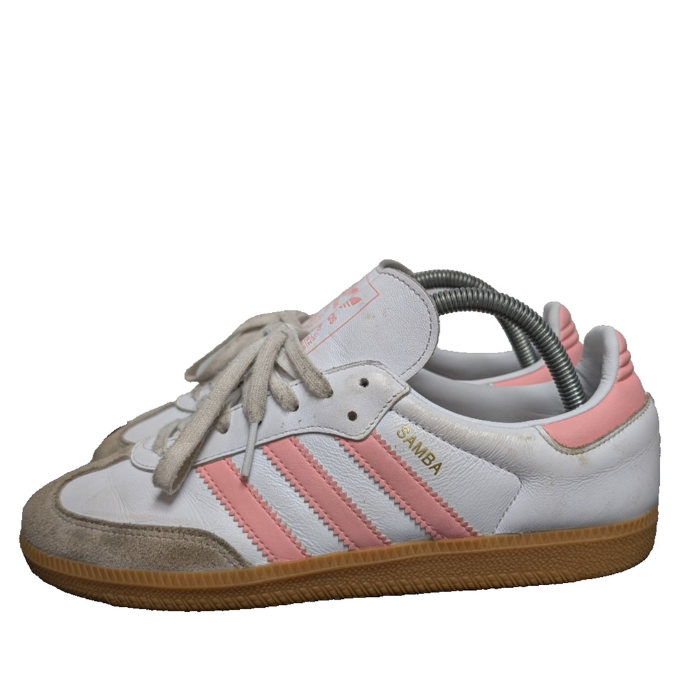 Adidas Samba Sneakers Womens 7 Pink White Coquette Shoes Suede Sporty Soccer